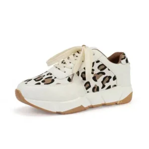 Nikstoy Women Fashion Autumn And Winter Leopard Leather Stitching Sneakers