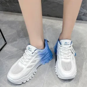 Nikstoy Women Fashion Round Toe Breathable Mesh Gradient Sneakers