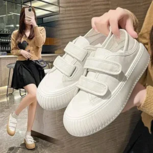 Nikstoy Women Fashion Round Toe Thick Sole Velcro Pu Sneakers