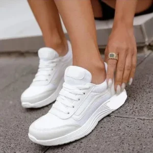 Nikstoy Women Casual Breathable Mesh Upper Flat Solid Color Sneakers