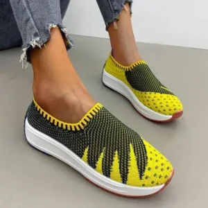 Nikstoy Women Fashion Fly Knit Breathable Platform Low Top Sneakers