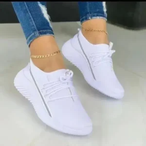 Nikstoy Women Fashion Breathable Lace-Up Flat Mesh Sneakers