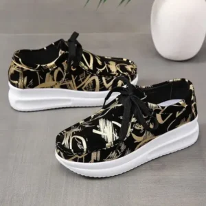 Nikstoy Casual Graffiti Round Toe Platform Plus Size Sneakers