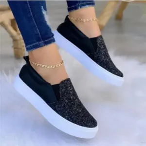 Nikstoy Thick Sole Casual Sequined Shoes Women Flat Shoes