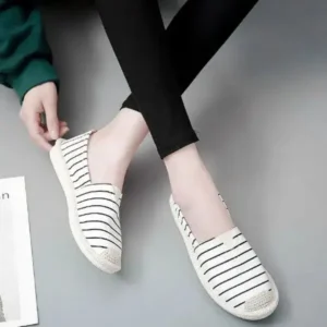 Nikstoy Fashion Stripe Pattern Design Women Round-Toe Casual Espadrilles Shoes