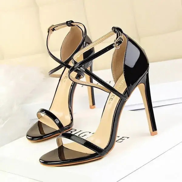 Nikstoy Women Fashion Sexy Hollow Cross Stiletto Heel Sandals