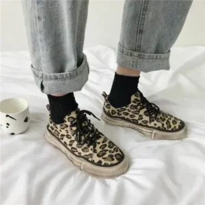 Nikstoy Women Fashion Leopard Printing Flat Sneakers