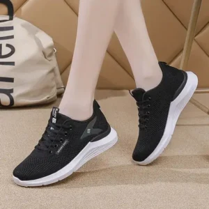 Nikstoy Women Sports Casual Lace Up Design Mesh Breathable Wedge Sneakers