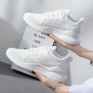 Nikstoy Women Fashion Sports Lace Up Design Mesh Breathable Platform Sneakers