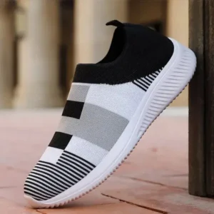 Nikstoy Women Casual Knit Design Breathable Mesh Color Blocking Flat Sneakers