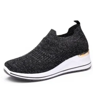 Nikstoy Women Casual Mesh Knit Design Breathable Comfort Wedge Platform Sneakers