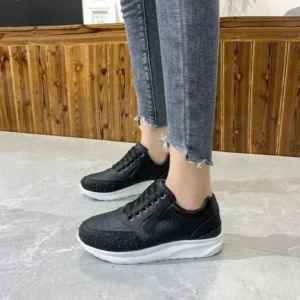 Nikstoy Women Casual Rhinestone Decor Fashion Plus Size Sports Running Shoes Round Toe Sneakers