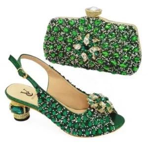 Nikstoy Fashion Rhinestone Design Party Women High Heel Peep Toe Sandals And Clutch Evening Bag Set