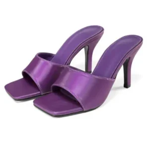 Nikstoy Women Sexy Square Head Purple Stiletto Slippers