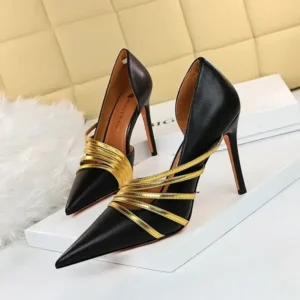 Nikstoy Women Fashion Sexy Pointed Toe Hollow Design Stiletto Shoes