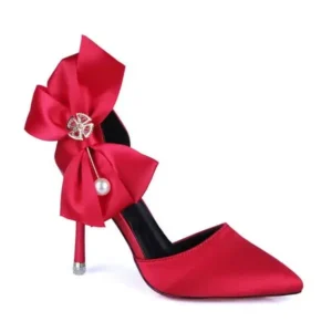 Nikstoy Women Fashion Elegant Solid Color PU Pointed Toe Bowknot Pumps