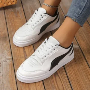 Nikstoy Women Fashion Plus Size Thick-Soled Round Toe Flat Sneakers