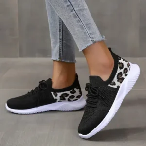 Nikstoy Women Casual Mesh Breathable Leopard Sneakers