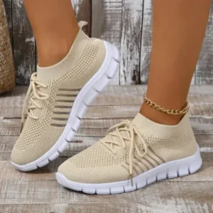 Nikstoy Women Casual Plus Size Solid Color Mesh Breathable Flat Sneakers