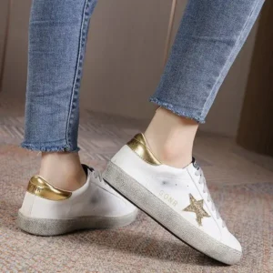 Nikstoy Women Fashion Casual Plus Size Star Round Toe Sneakers