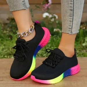 Nikstoy Women Fashion Casual Mesh Breathable Rainbow Sneakers