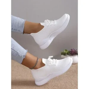 Nikstoy Summer Women Fashion Breathable Mesh Fly-Woven Solid Color Sneakers