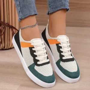 Nikstoy Women Fashion Casual Color Blocking Mesh Fly-Woven Breathable Sneakers