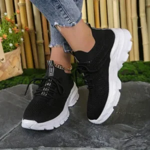 Nikstoy Women Fashionable Casual Solid Color Lace-Up Sneakers