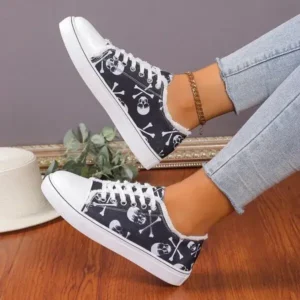 Nikstoy Women Casual Fashion 3D Print Denim Canvas Sneakers