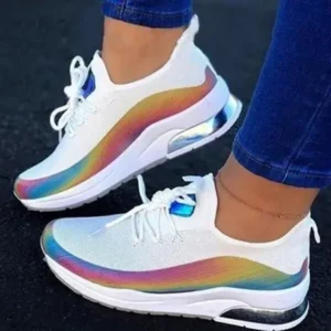 Nikstoy Women Fashion Casual Rainbow Color Blocking Sneakers