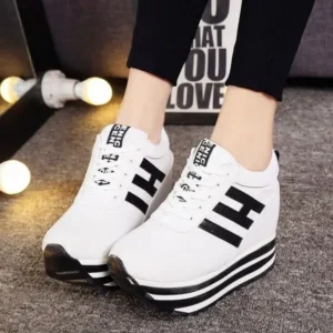 Nikstoy Women Fashion Casual Letter Printed Lace-Up Thick-Soled Sneakers