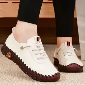 Nikstoy Women Fashion Retro Solid Color PU Breathable Hollow Stitching Sneakers