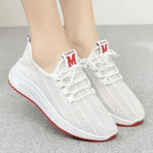 Nikstoy Women Fashion Mesh Solid Color Lace-Up Sneakers