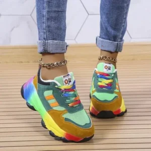 Nikstoy Women Fashion Platform Color Block Platform Sneakers