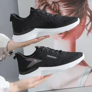 Nikstoy Women Fashion Flyknit Mesh Lace-Up Sneakers