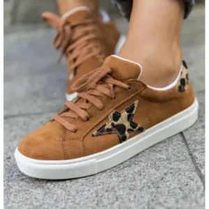 Nikstoy Women Fashion Round Toe Lace-Up Canvas Sneakers