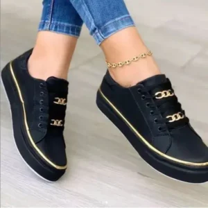 Nikstoy Women Thick Bottom Chain Casual Round Toe Fashion Pu Sneakers